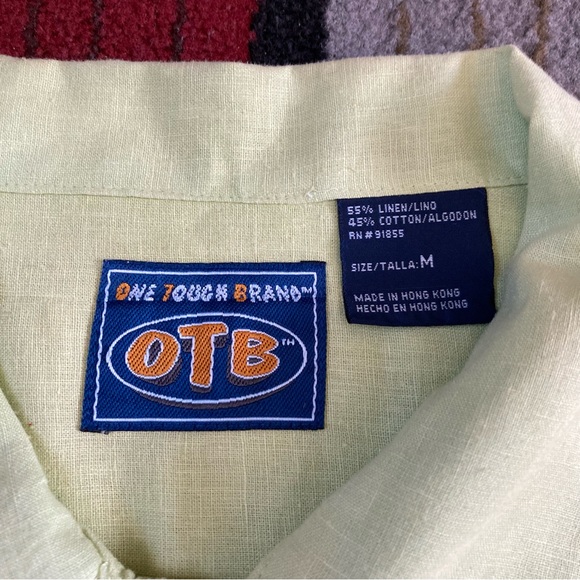 Vintage OTB One Touch Brand Men's Size M Green Ombre Linen Cotton Blend Shirt - Picture 6 of 9